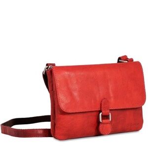 Jack Georges Voyager Collection Mini Crossbody Bag Buffalo Leather Red